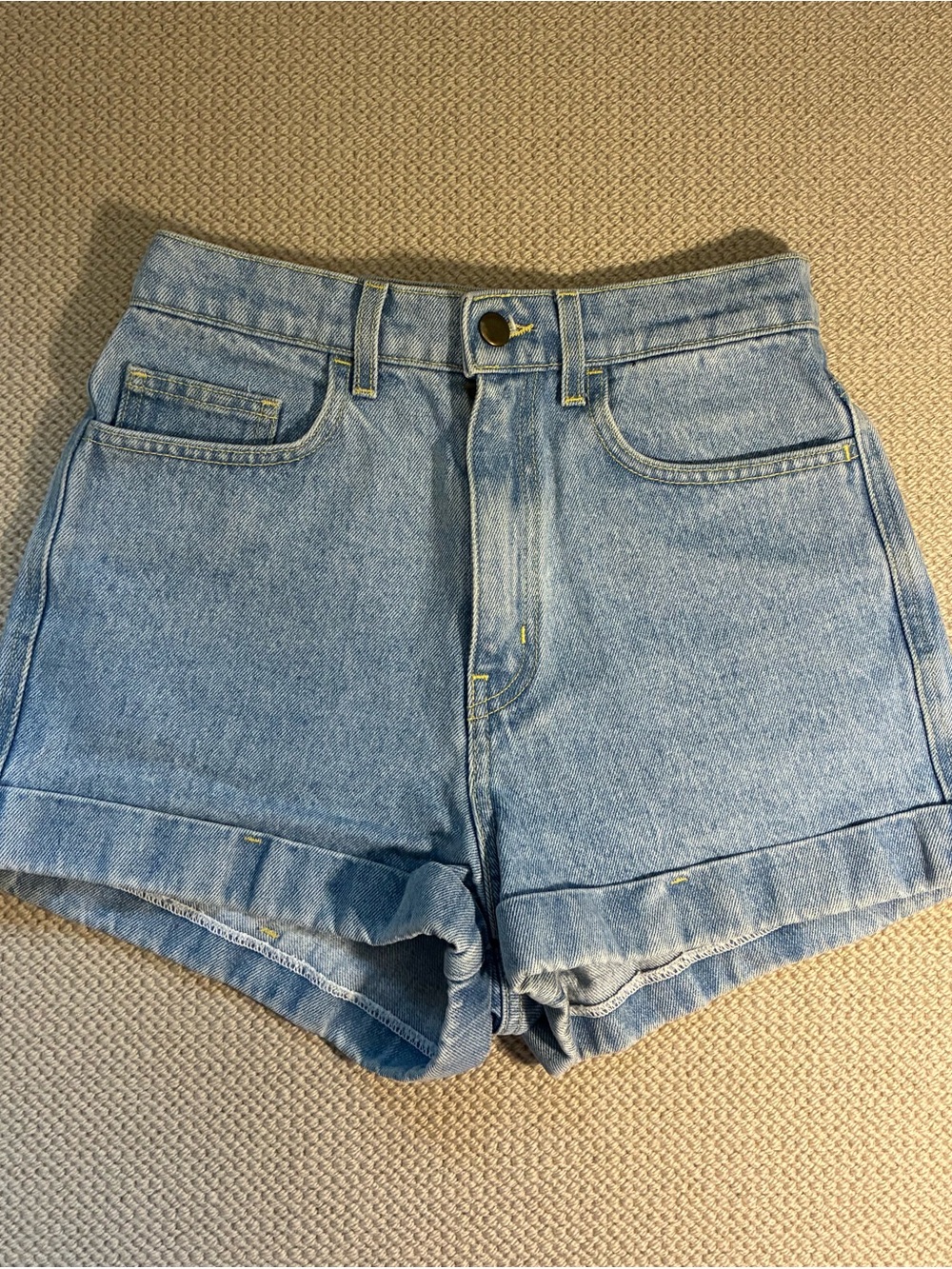 American Apparel Light Blue Denim High-Waist Women's Shorts 27